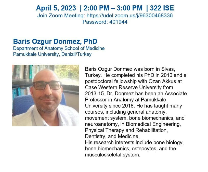 4/5/23 Seminar “Travel from Osteocytes to Osteoporosis”